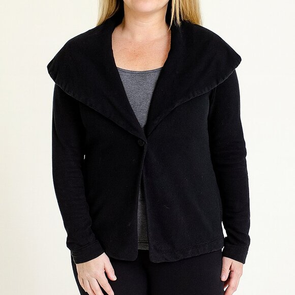 Beyond Yoga Jacket Black Cardigan Small Shawl Collar Single Button Front M Med - Picture 1 of 5